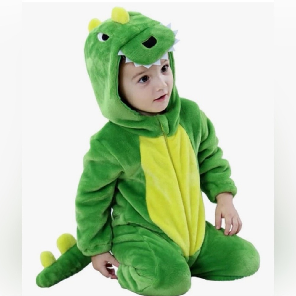 Green Dinosaur Costume for Kids 2T plush 2 toddler 3T 100 / 80 Michley winter